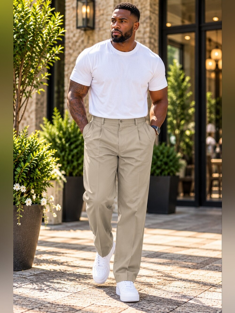 COMFORT ZONE GEORGE FOREMAN Pleated Khaki Chino Trouser Pants 50x38 Big Tall NWT